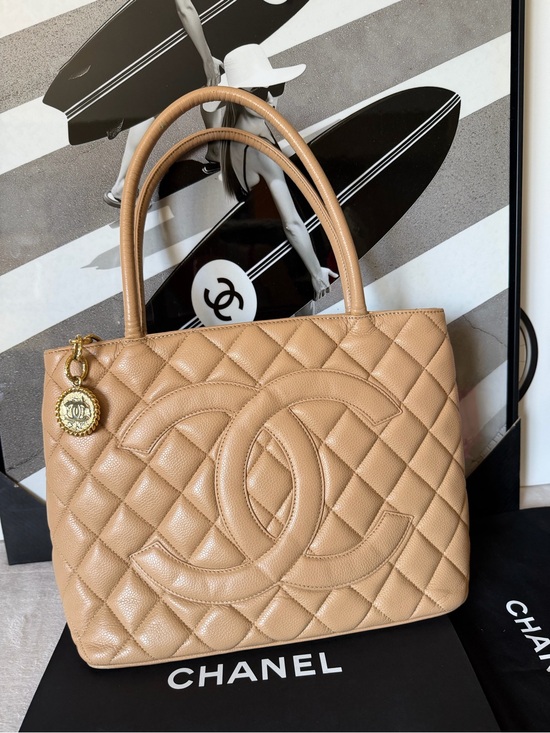 CHANEL Handbags - CHANEL Medallion Caviar Leather Tote Bag Large CC Logo